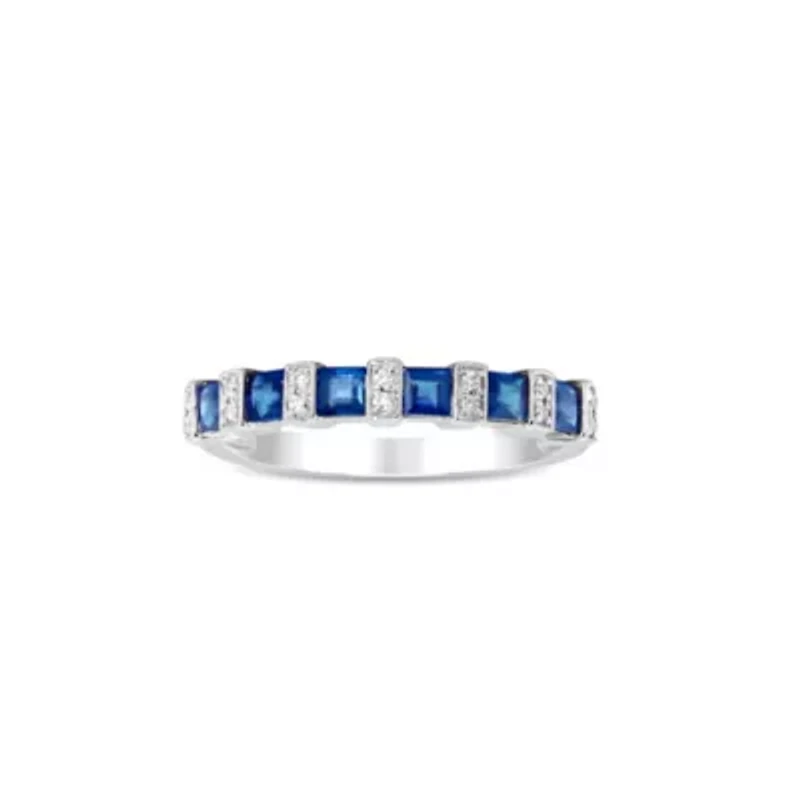 Blue Sapphire Ring 14K White Gold