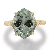 Green Amethyst Ring 10K Yellow Gold