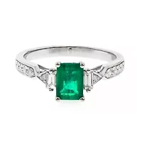 EMERALD Ring 10K WHITE GOLD