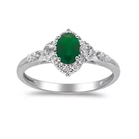 EMERALD Ring 10K WHITE GOLD