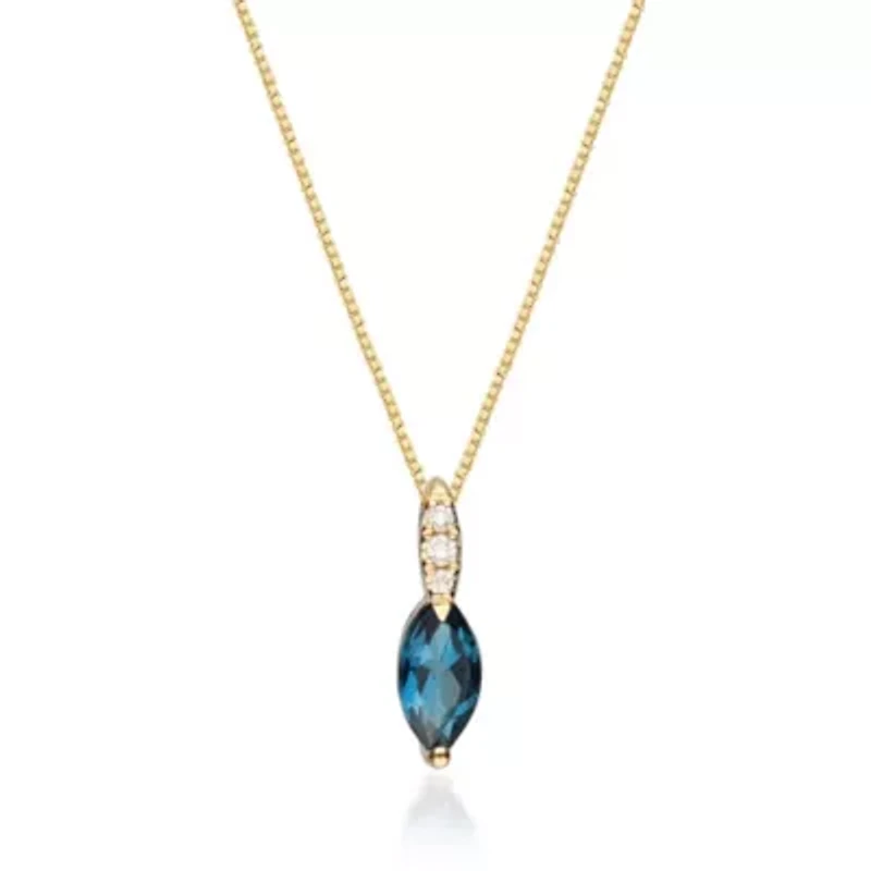 London Blue Topaz Pendant in 14K Yellow Gold