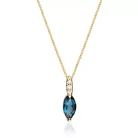 London Blue Topaz Pendant in 14K Yellow Gold