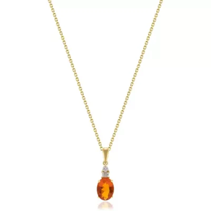 Fire Opal Pendant in 10K Yellow Gold