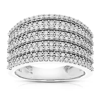 Lab Created 1 ct. t.w. Grown Diamond Wedding Band Half Eternity Ring Sterling Silver