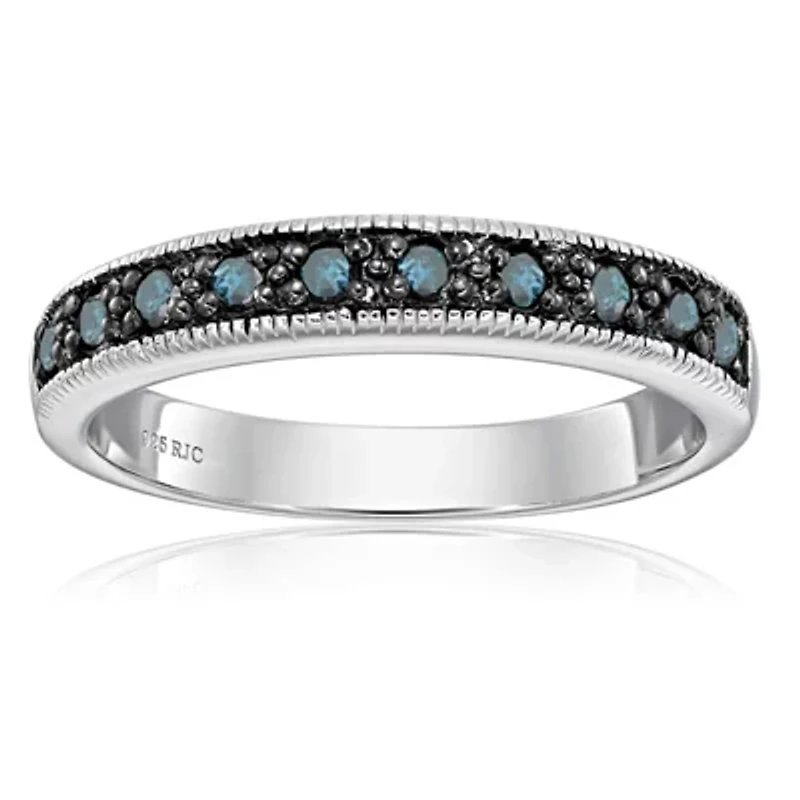 1/4 ct. t.w. Blue Diamond Wedding Band 925 Sterling Silver