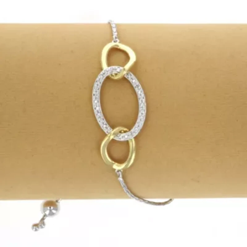 1/10 ct. t.w. Diamond Bolo Bracelet Yellow Gold Plated over Sterling Silver