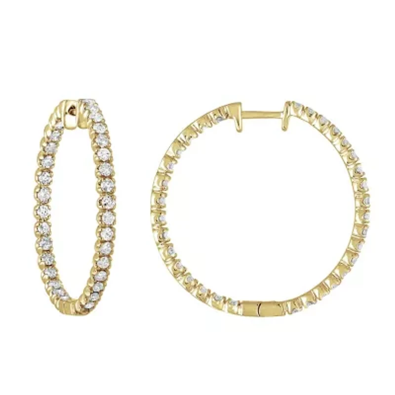 2 ct. t.w. Diamond Hoop Earrings in 14K Yellow Gold