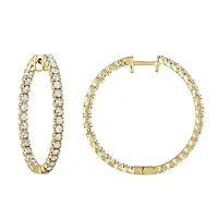 2 ct. t.w. Diamond Hoop Earrings in 14K Yellow Gold