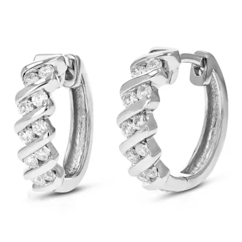 Lab Created / ct. t.w. Lab Grown Diamond Hoop Earrings in Sterling Silver