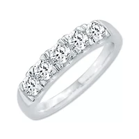 1.00 Ct.tw Natural Diamond Five Stone Band 14K White Gold