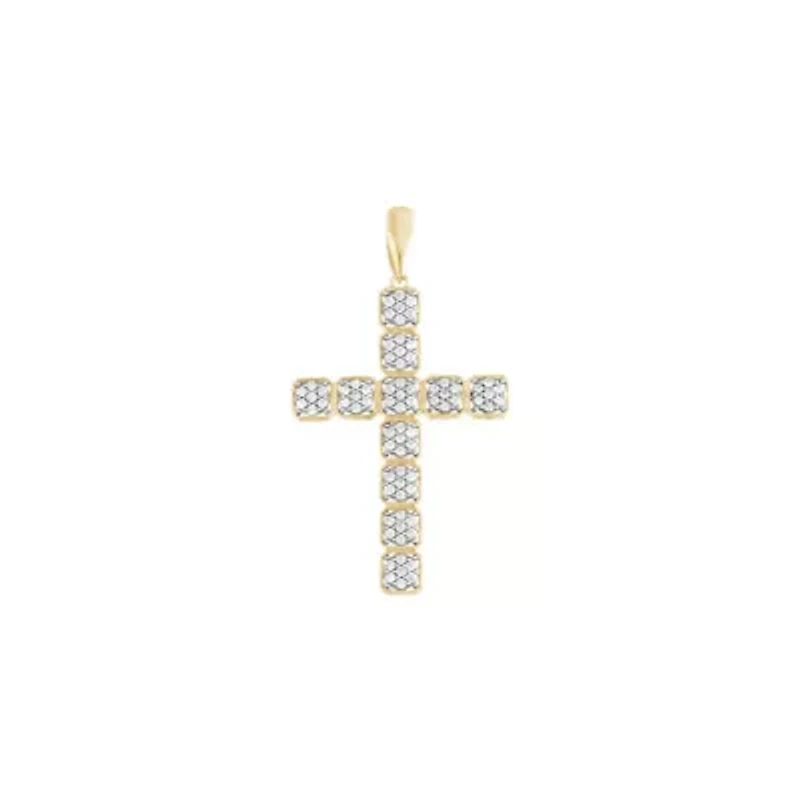 3/4 ct. tw. Natural Diamond Cross Pendant in 10K Yellow Gold