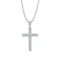 1/3 ct. tw. Natural Diamond Cross Pendant in 925 Sterling Silver