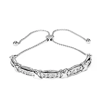.925 Sterling Silver 1/10 Cttw Diamond X Link Bolo Bracelet