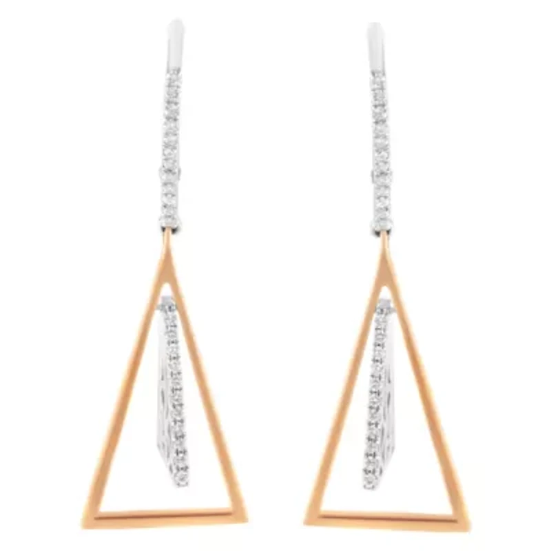 14K Rose and White Gold 3/8 Ct Diamond Windchime Drop and Dangle Earring