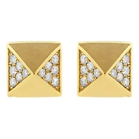 14K Yellow Gold 1/4 Ct Diamond Pyramid Stud Earring