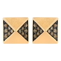 14K Rose Gold 1/4 Ct Brown Diamond Pyramid Stud Earring