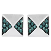 14K White Gold 1/4 Ct Blue Diamond Pyramid Stud Earring