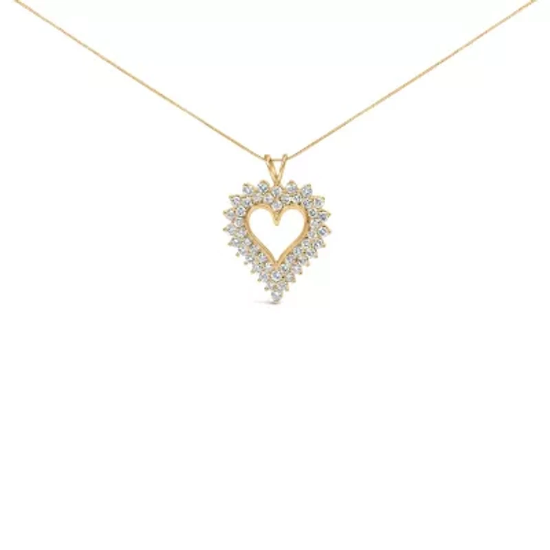 14K Yellow Gold Plated Silver Diamond Open Heart 18" Pendant Necklace