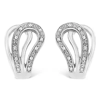 Silver Pave- Diamond Accent Horseshoe Hoop Earring