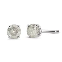 Silver / Ct Round"Salt and Pepper" Diamond Classic Stud Earrings