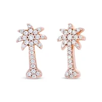 10K Rose Gold 1/4 Ct Diamond Palm Tree Stud Earrings