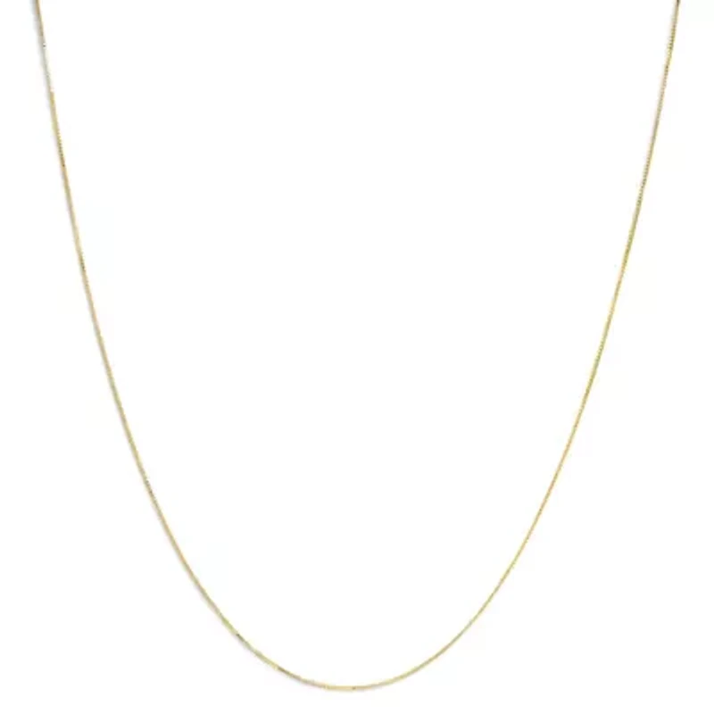 Solid 14K Yellow Gold 0.75mm Classic Box Chain Necklace