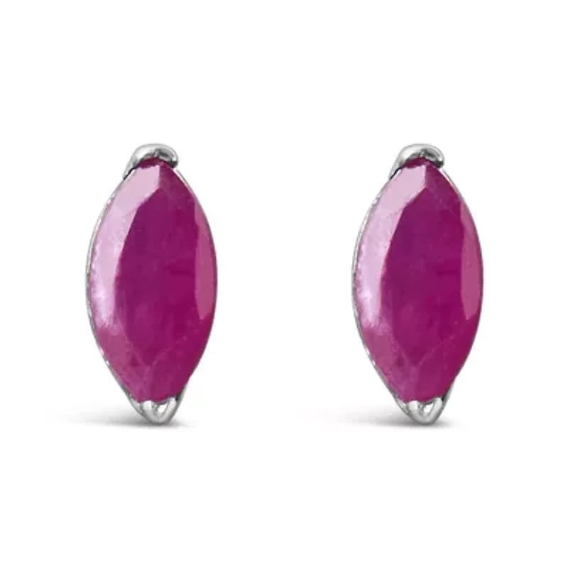 Silver 1/2 Ct Created Pink Ruby Gemstone Solitaire Stud Earrings