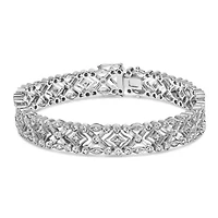 18K White Gold 3 3/4 Cttw Diamond Art Deco Link Bracelet