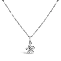 Silver Diamond Accent Flower Pendant Necklace