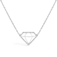 Lab Created Silver 1/7 Cttw Lab Grown Diamond Diamond Shaped Pendant Necklace