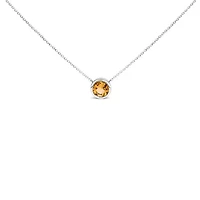 Lab Created Silver 7MM Bezel Set Created Yellow Citrine Pendant Necklace - 18" Inches