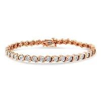 925 Sterling Silver 1/ Cttw Diamond "S" Link Tennis Bracelet