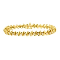 10KT Yellow Gold Plated Silver 1 cttw Prong-Set Diamond Link Bracelet - 7.5"