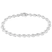 Silver 1/2 Cttw Rose Cut Diamond Almond Shape Link Tennis Bracelet - 7” 