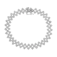 Silver 1.0 cttw Miracle-Set Round Diamond "Zig Zag" Link Bracelet -7.25