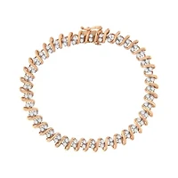 14KT Rose Gold Plated Sterling Silver Diamond S Link Tennis Bracelet