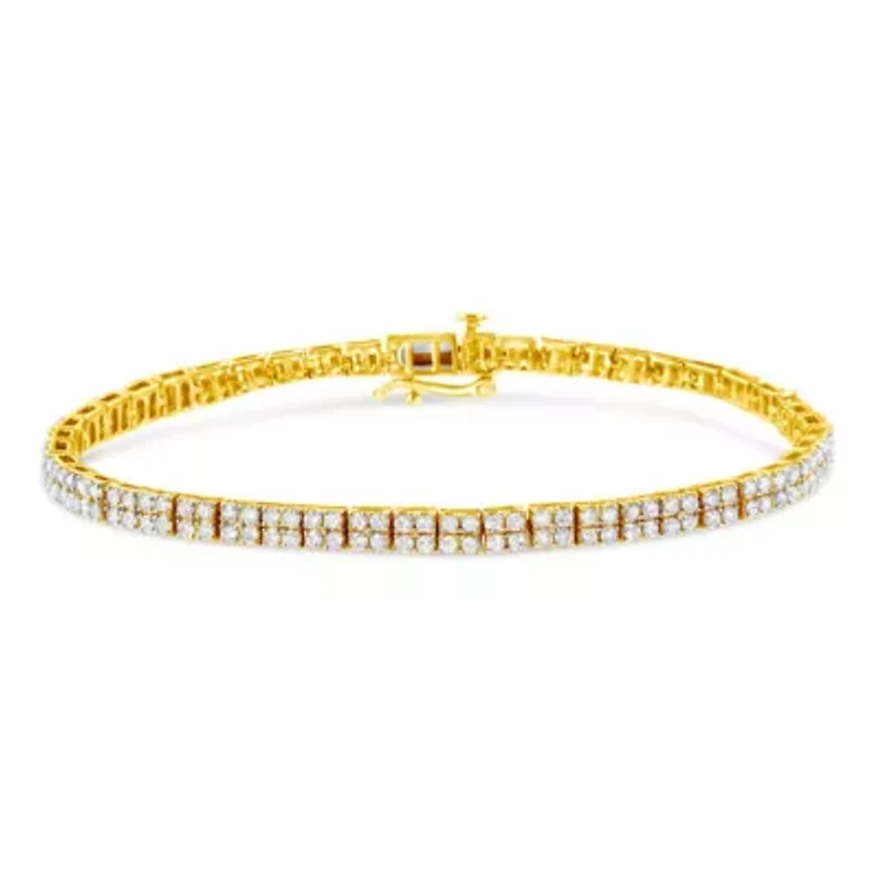 14K Yellow Gold Plated Silver 3.0 Cttw Diamond Link Bracelet - 7.25"