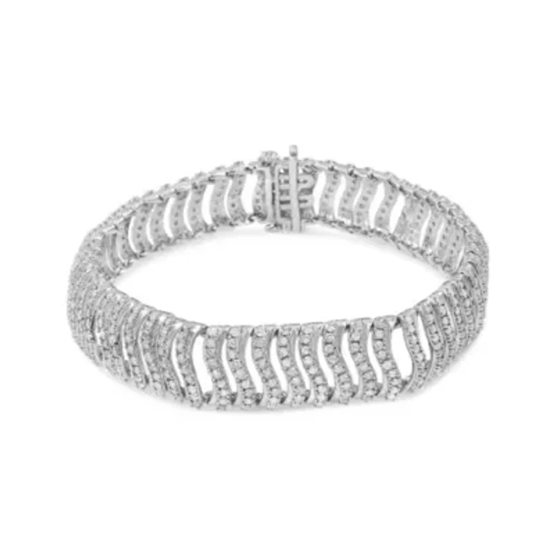 .925 Sterling Silver 5.00 Cttw Round-Cut Diamond "S" Link Bracelet - Size 7.25