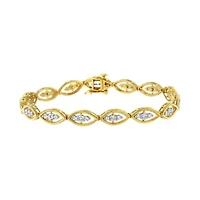 10K Yellow Gold Plated Silver 1 cttw Prong Set  Diamond Link Bracelet - 7.25"