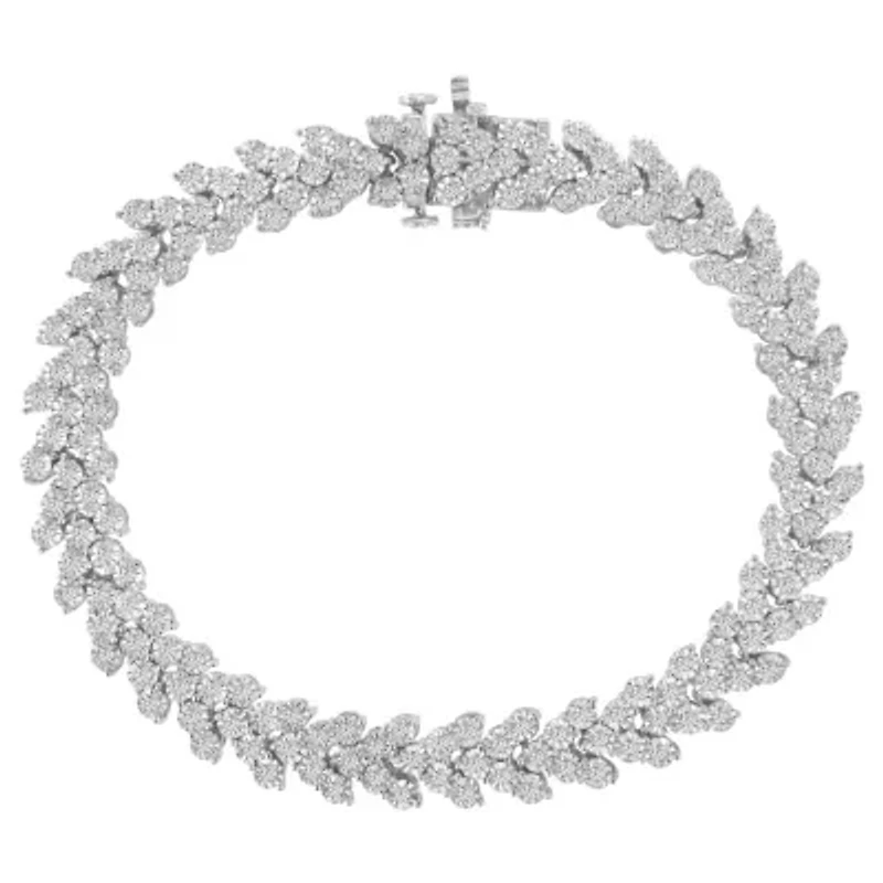 Silver 2.00 Cttw Miracle Set Diamond Laurel Wreath Link Bracelet - 7.25"