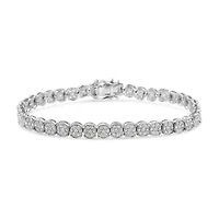 .925 Sterling Silver 2.0 Cttw Diamond Cluster Link Bracelet - Size 7.25"