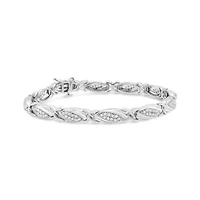 .925 Sterling Silver 1.00 Cttw Round Diamond X-Link Bracelet - Size 7.25"