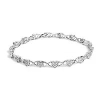 .925 Sterling Silver Diamond Accent Heart Link Bracelet - 7.25"