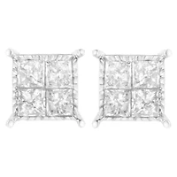 Sterling Silver 3/4 Ct Composite Diamond Stud Earrings