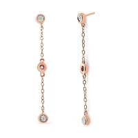 10K Rose Gold Plated Silver 1/15 Ct Diamond Dangle Earring
