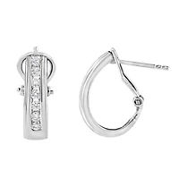 Lab Created Silver Channel 1/2 Ct Lab Grown Diamond Omega Back Huggy Hoop Earrings