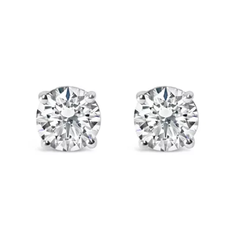 Lab Created Silver 1.0 Ct Lab Grown Diamond Classic Solitaire Stud Earrings