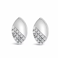 925 Sterling Silver 1/6 Ct Diamond and Mirror Polish Pear Shape Stud Earrings
