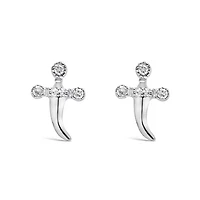 Silver Diamond Accent Knife Earrings