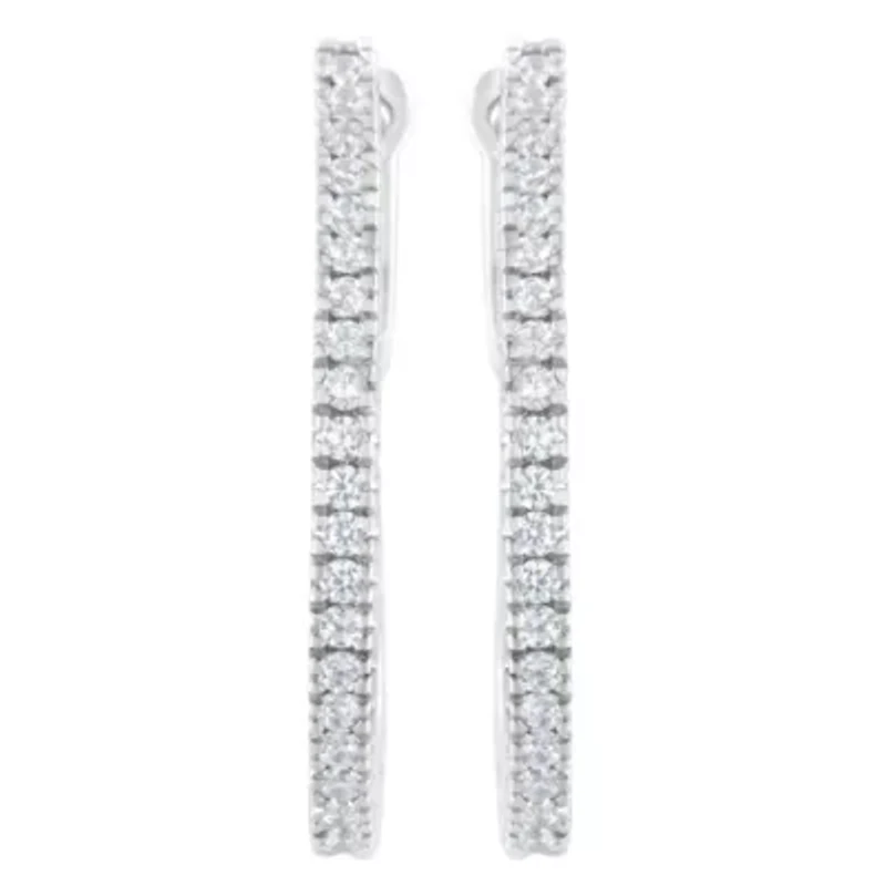 10KT White Gold 1/2 Ct Diamond Hoop Earrings